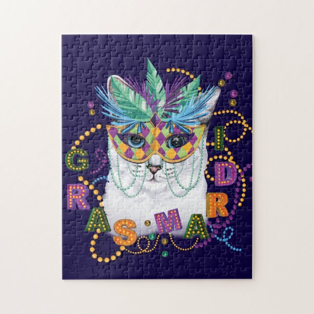 Mardi Gras Cat, Funny Mardi Gras Puzzle (Vertikal)