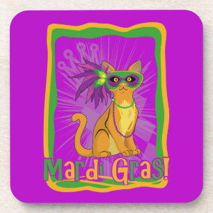 Mardi Gras Cat Getränkeuntersetzer