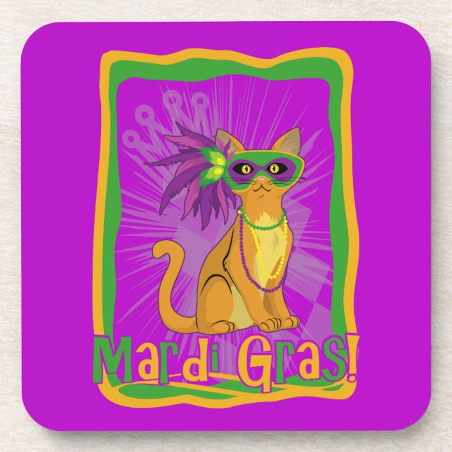 Mardi Gras Cat Getränkeuntersetzer (Vorderseite)