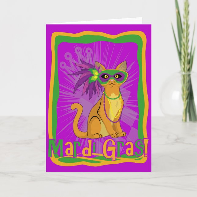 Mardi Gras Cat Karte (Vorderseite)