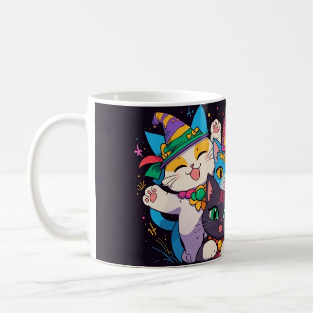 Mardi Gras Cat Parade Tasse (Links)