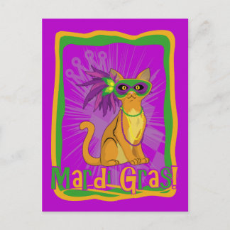 Mardi Gras Cat Postkarte