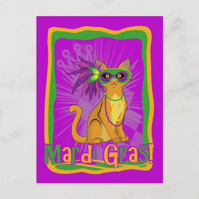 Mardi Gras Cat Postkarte (Vorderseite)