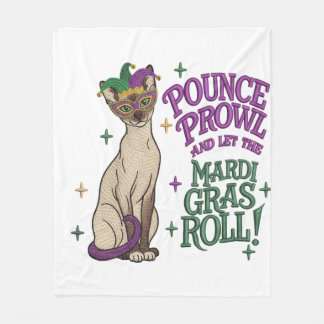 Mardi Gras Cat Pounce Proud Mask Art Fleecedecke