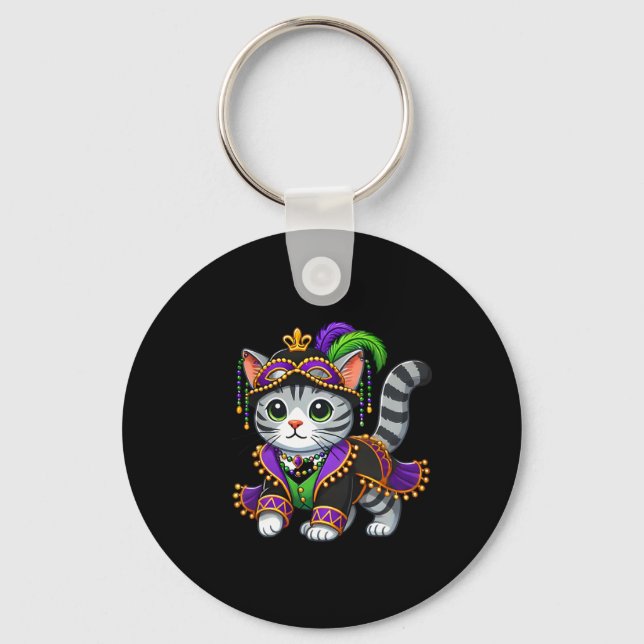 Mardi Gras Cat Schlüsselanhänger (Vorderseite)