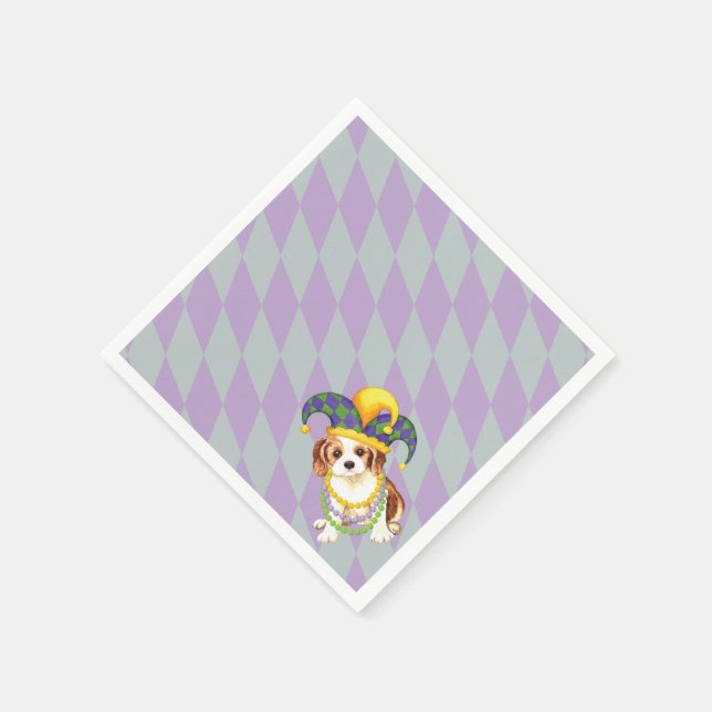Mardi Gras Cavalier King Charles Spaniel Serviette (Ecke)