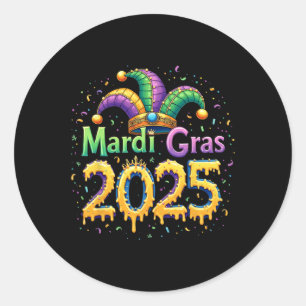 Mardi Gras Celebration 2025 Maske Feathers Mardi G Runder Aufkleber