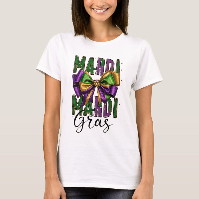 Mardi Gras Celebration Bow T-Shirt (Vorderseite)