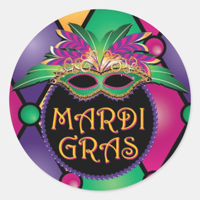 Mardi Gras Celebration Stickers! Runder Aufkleber (Vorderseite)