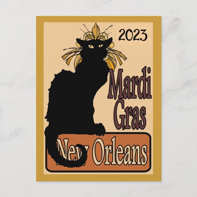 Mardi Gras Chat Noir Personalize Postcard Postkarte (Vorderseite)