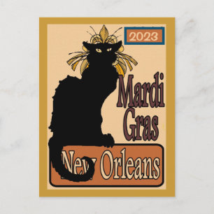 Mardi Gras Chat Noir Postcard Postkarte