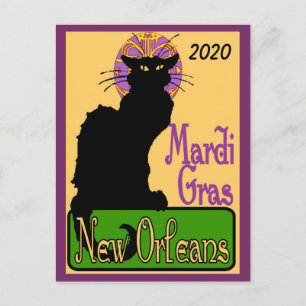 Mardi Gras Chat Noir, Text hinzufügen Postkarte