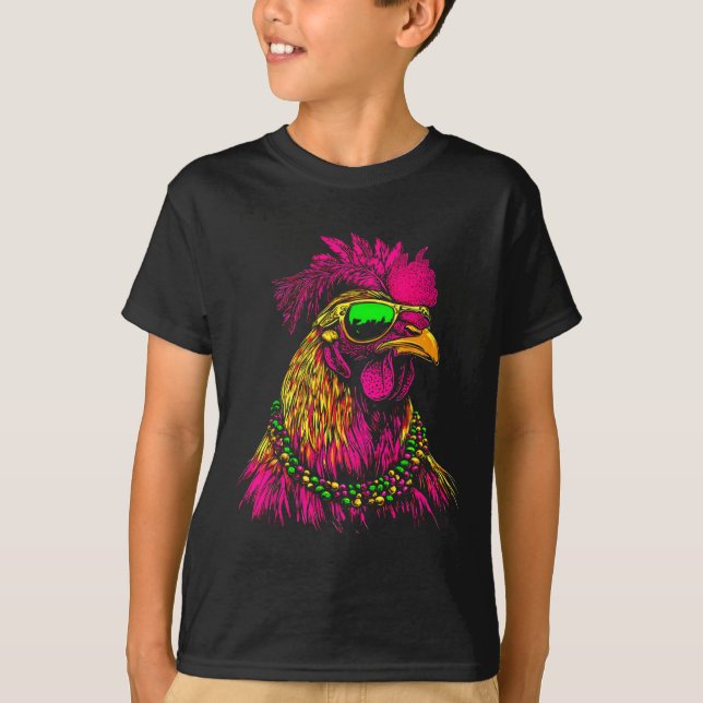 Mardi Gras Chicken Sungles Beads Bauer T-Shirt (Vorderseite)
