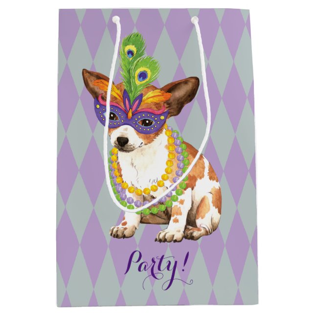 Mardi Gras Chihuahua Mittlere Geschenktüte (Vorderseite)
