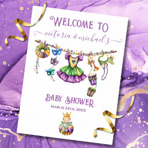 Mardi Gras Clothesline Baby Dusche Begrüßungszeich Poster