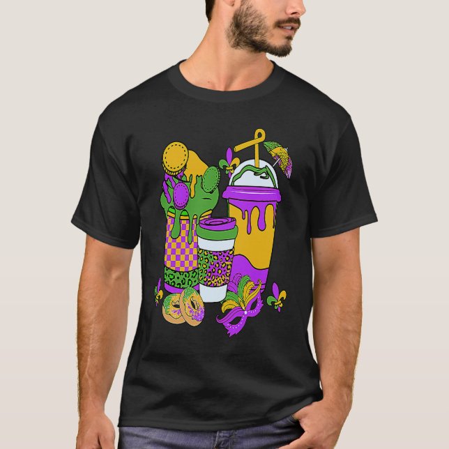 Mardi Gras Coffee Latte Retro Mardi Gras Carnival T-Shirt (Vorderseite)