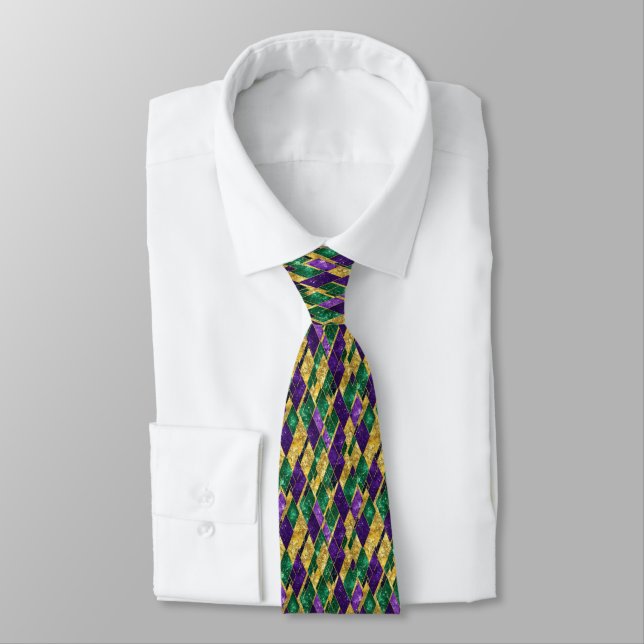 Mardi Gras Color Pattern  Krawatte (Gebunden)