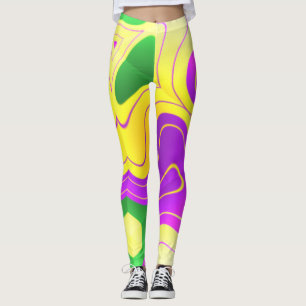 Mardi Gras Colors Abstraktes Wirbles Muster Leggings