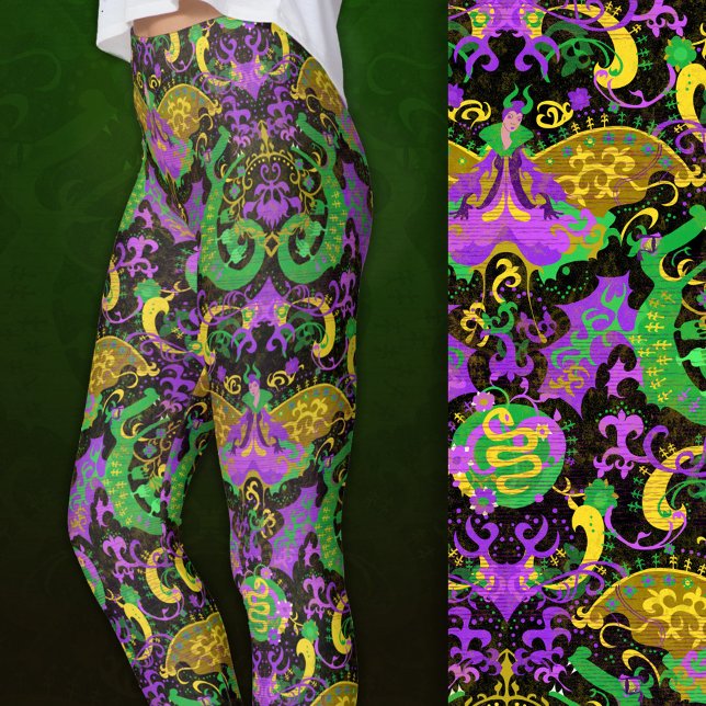 Mardi Gras Colors Damasdrache, Schmetterling, Schl Leggings (Close-up)