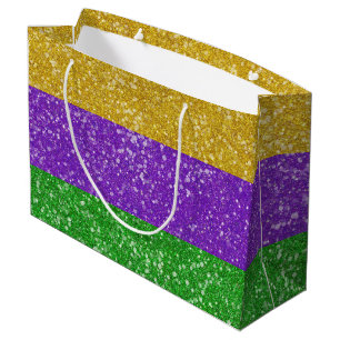Mardi Gras Colors Glitzer Stripe Bling Große Geschenktüte
