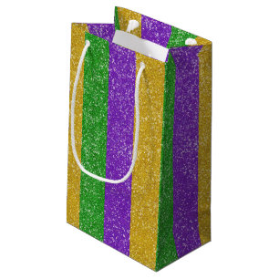 Mardi Gras Colors Glitzer Stripe Bling Kleine Geschenktüte