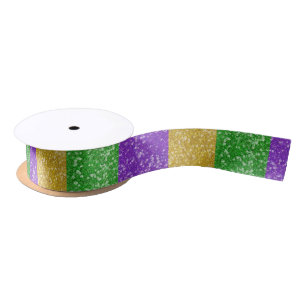 Mardi Gras Colors Glitzer Stripe Bling Satinband