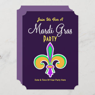 Mardi Gras Colors Lilie Invite Einladung