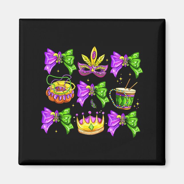 Mardi Gras Coquette-Bogen-King-Cake-Perlen Frauen  Magnet (Vorne)