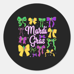 Mardi Gras Coquette Bow Celebrate New Orleans Wine Runder Aufkleber