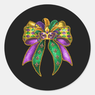 Mardi Gras Coquette Bow Fat Dienstag New Orleans W Runder Aufkleber