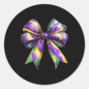 Mardi Gras Coquette Bow Fat Dienstag New Orleans W Runder Aufkleber
