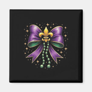 Mardi Gras Coquette Bow Fat Happy Mardi Gras Magnet