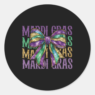 Mardi Gras Coquette Bow Fett Dienstag New Orleans Runder Aufkleber