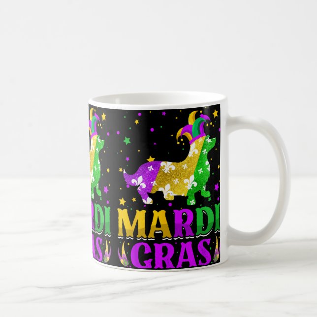 Mardi Gras Corgi Dog Lover Carnival Jester Kaffeetasse (Rechts)