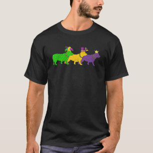Mardi Gras Corgi Perlen Festival Narrenhut T-Shirt