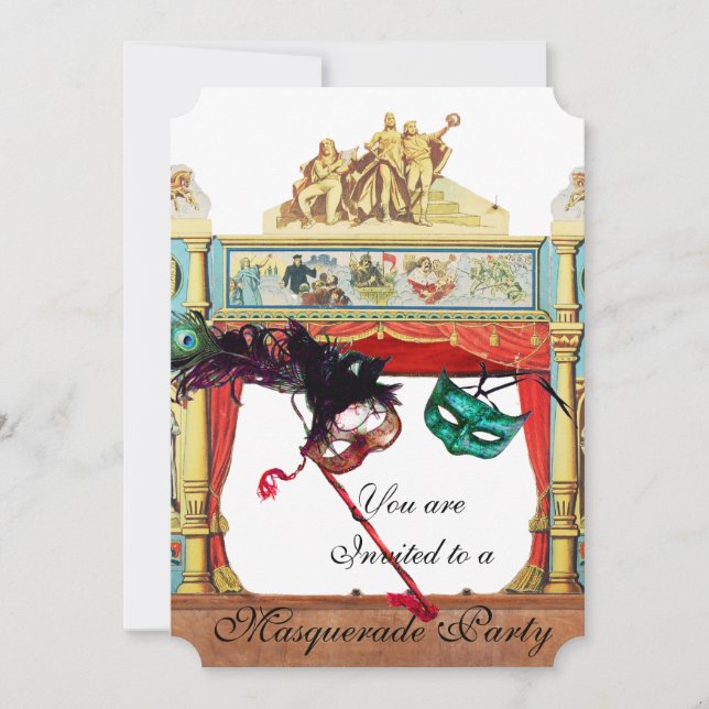 MARDI GRAS COSTUME PARTY MASQUERADE MASKS THEATER EINLADUNG (Vorderseite)