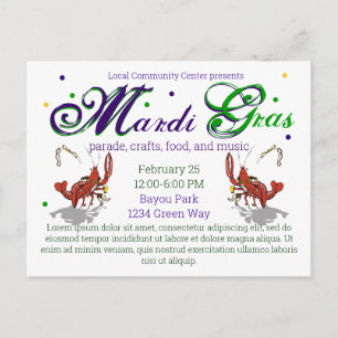 Mardi Gras Crawdads Bier Postkarte