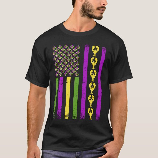 Mardi Gras Crawfish Flag For Men Mardi Gras Outfit T-Shirt (Vorderseite)
