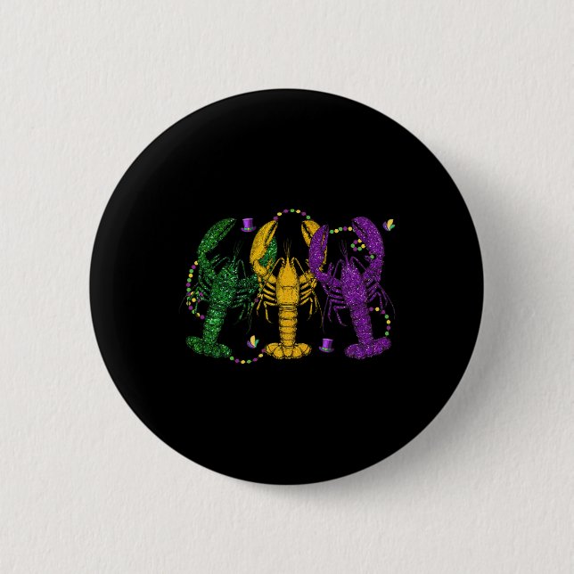 Mardi Gras Crawfish Funny Retro Parade Kostüm Adu Button (Vorderseite)