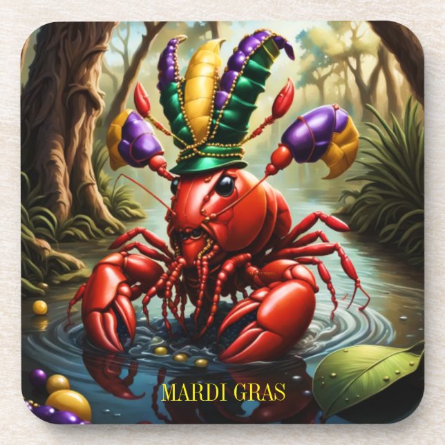 Mardi Gras Crawfish Getränkeuntersetzer (Vorderseite)