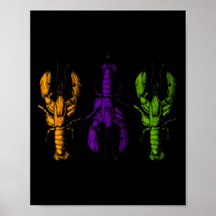 Mardi Gras Crawfish Happy Mardi Gras 2025 Matching Poster