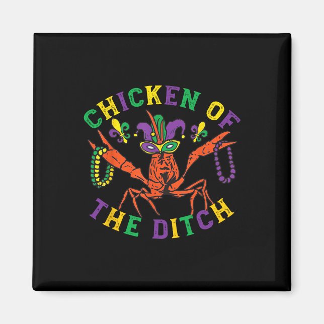 Mardi Gras Crawfish Hühnchen des Ditch Retro Par Magnet (Vorne)