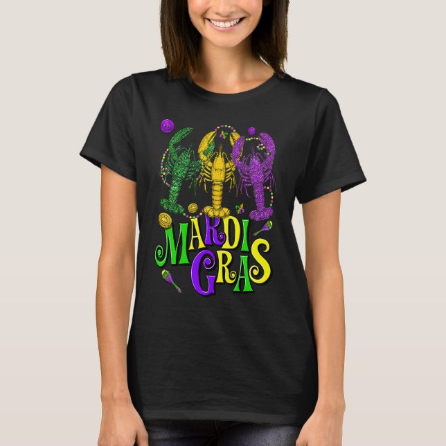 Mardi Gras Crawfish Jester Beads  Mardi Gras Party T-Shirt (Vorderseite)
