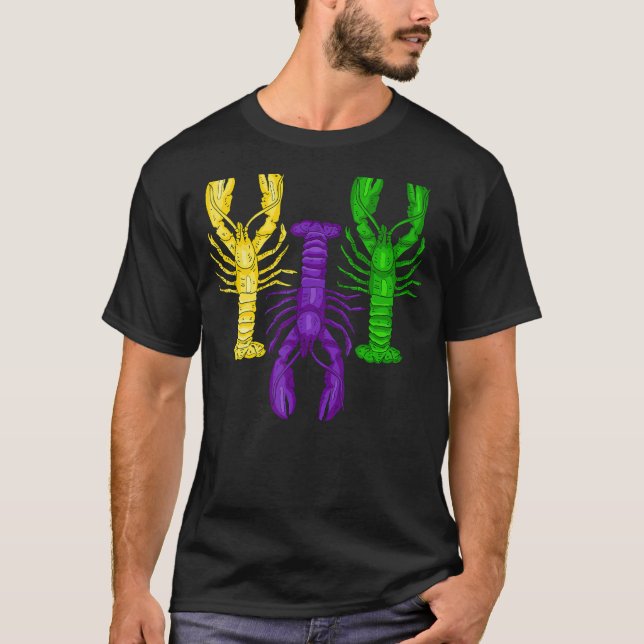 Mardi Gras Crawfish Jester Hat Bead T-Shirt New Or (Vorderseite)