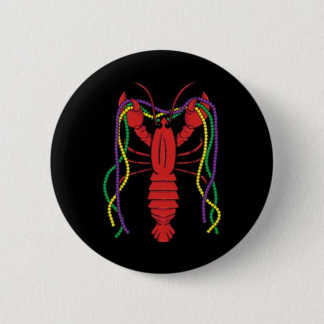 Mardi Gras Crawfish Kostüm Karneval Kräuterzelte Button (Vorderseite)