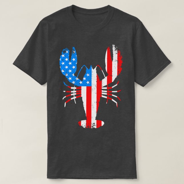 Mardi Gras Crawfish mit US American Stars und str T-Shirt (Design vorne)