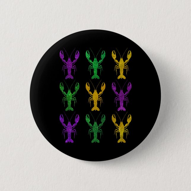 Mardi Gras Crawfish Party Parade Kostüme Männer Fr Button (Vorderseite)