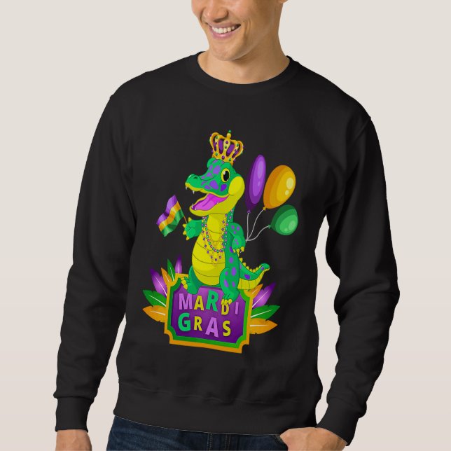 Mardi Gras Crocodile Alligator Lover New Orleans L Sweatshirt (Vorderseite)
