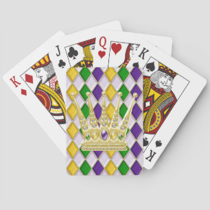 Mardi Gras Crown Harlequin Pattern White Spielkarten