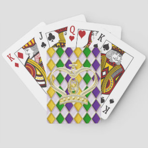 Mardi Gras Crown Harlequin Pattern White Spielkarten